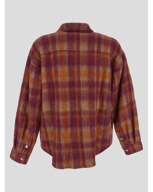 Palm Angels Red Plaid-Printed Buttoned Overshirt for men