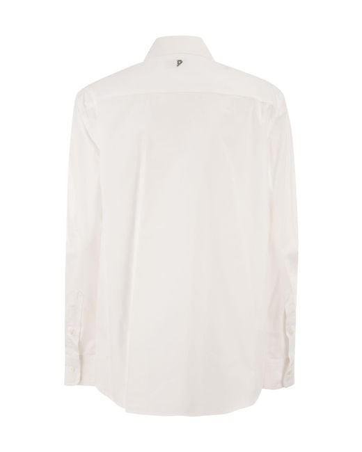 Dondup White Pleated Bib Front Shirt