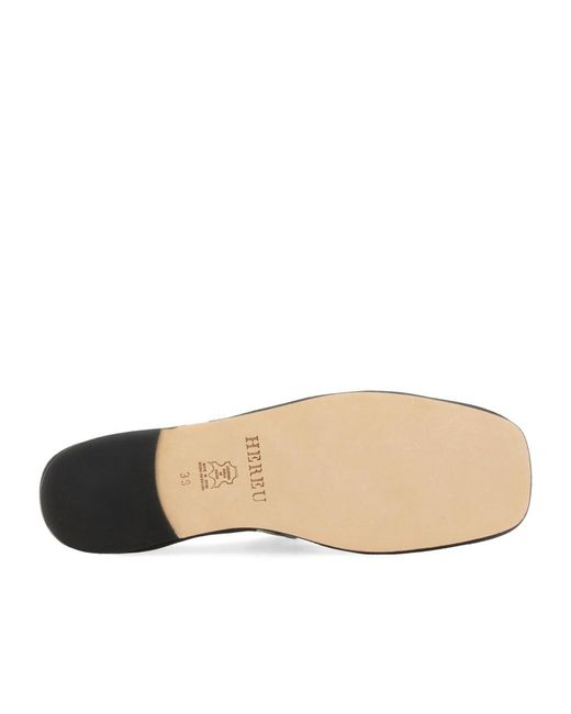 Hereu Black Llasada Square-Toe Ballerina Shoes
