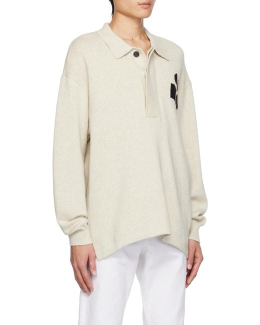 Isabel Marant White Polo-Collared Knitted Jumper for men