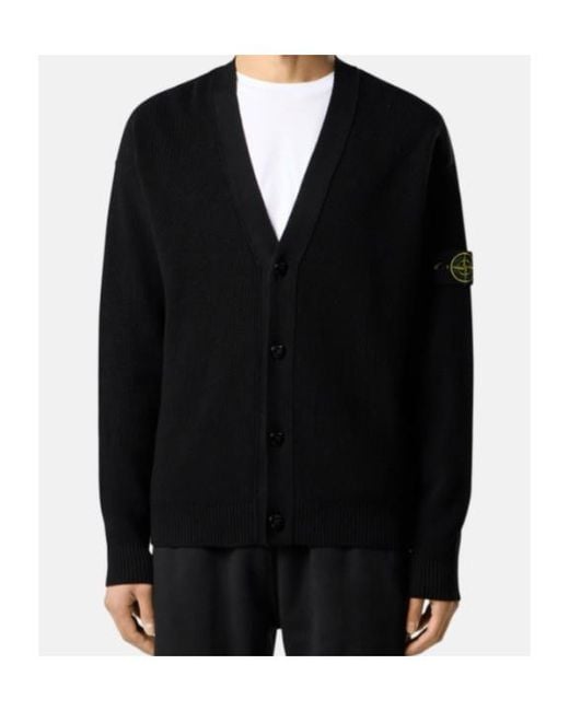 Stone Island Black Logo Patch Buttoned Cardigan for men