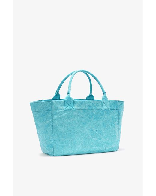 Ganni Blue Banana Print Medium Tote Bag