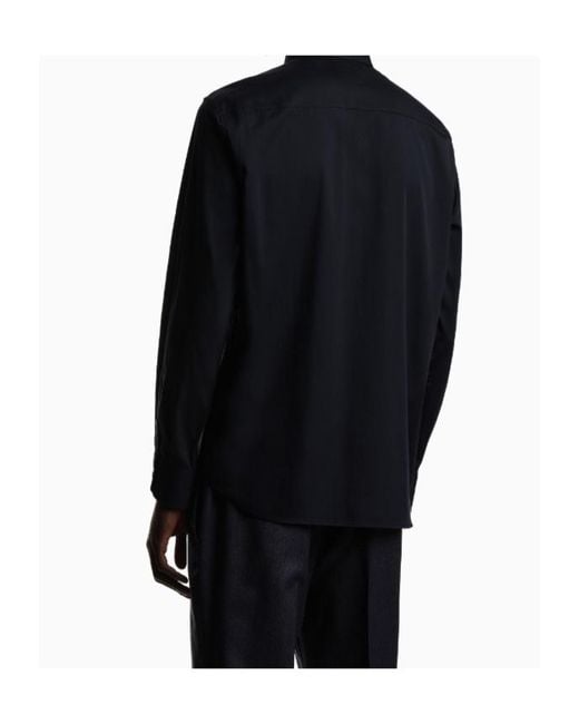 Emporio Armani Blue Buttoned Long-Sleeve Shirt for men