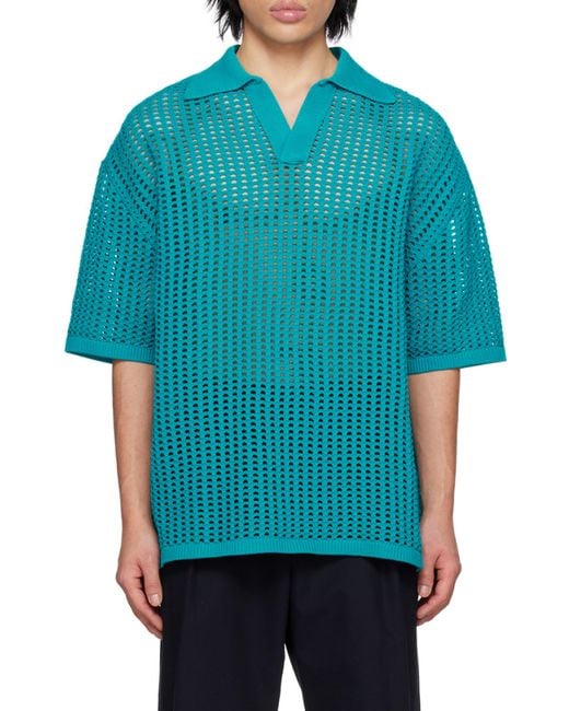 Wooyoungmi Blue Shoulder-Length Polo Shirt for men