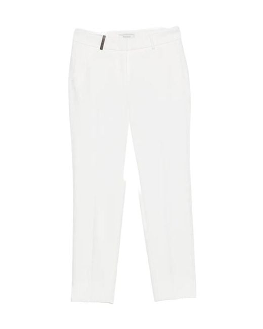 Peserico White Casual Trousers With Belt Loops