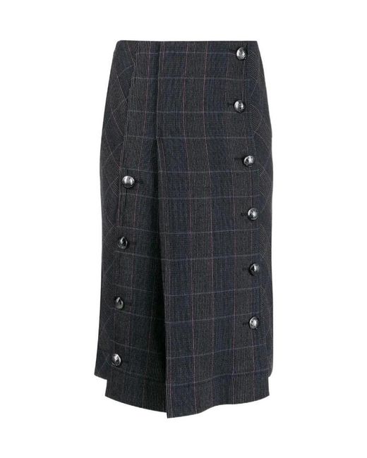 Chloé Gray Checked Pleated Skirt