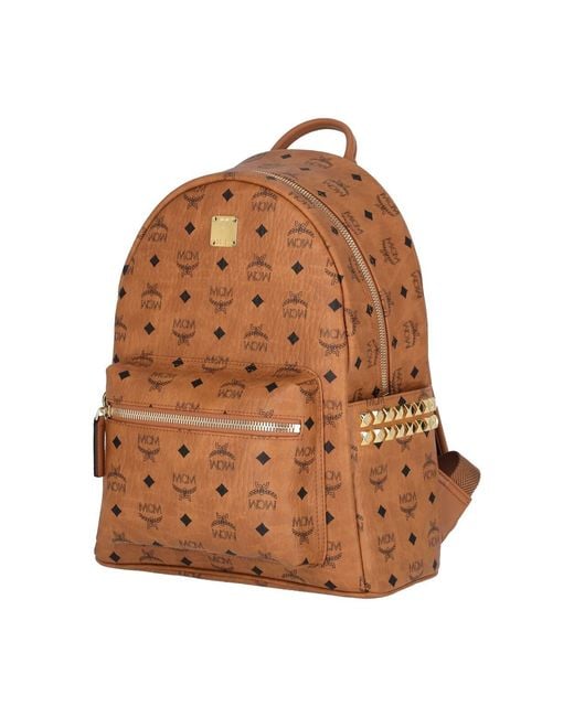 MCM Brown All-Over Logo-Printed Zipped Backpack