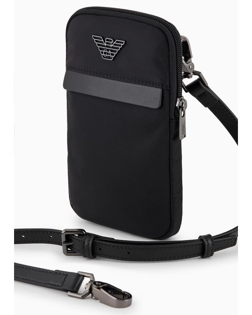 Emporio Armani Black Logo-Plaque Zipped Phone Holder for men