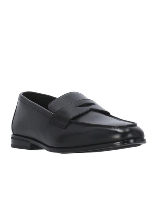 Doucal's Black Almond Toe Loafers for men