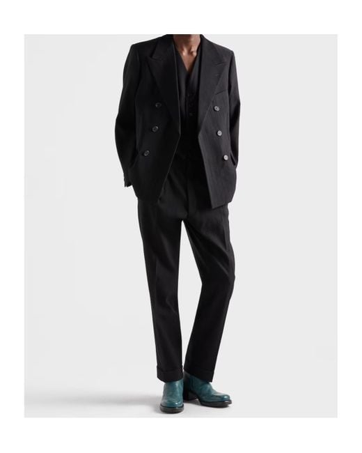 Prada Black Pinstripe Pattern Trousers for men