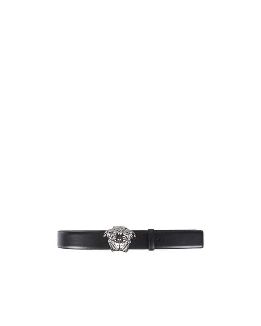 Versace White La Medusa Greca Buckle Belt for men