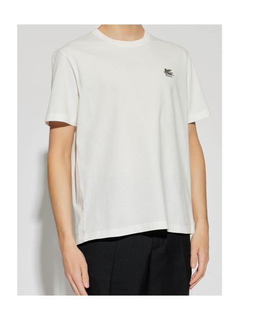 Etro White Pegaso Printed Crewneck T-Shirt for men