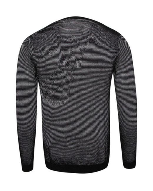 Versace Gray Striped Slim Pullover for men