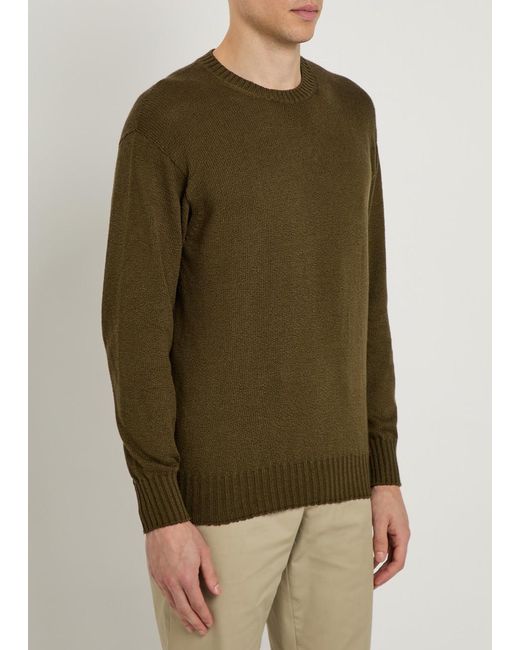 Tod's Green Crew-Neck Cotton-Knit Jumper for men