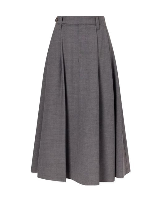Brunello Cucinelli Gray Pleated Skirt