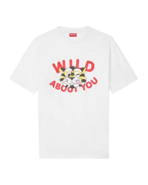 KENZO White Short-Sleeved Crewneck T-Shirt for men