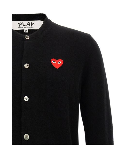 COMME DES GARÇONS PLAY Black Heart-Logo Button Cardigan for men