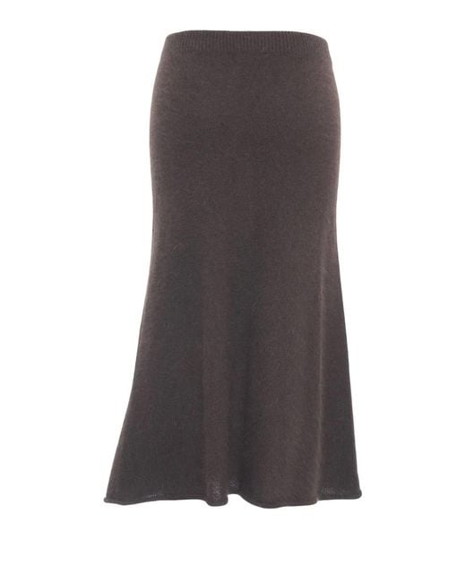 Roberto Collina Brown Knitted Midi Skirt