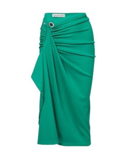 Christopher Esber Green Crystal Pendant Jersey Midi Skirt
