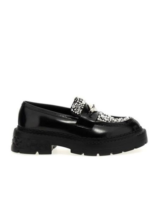 Jimmy Choo Black Marlow Embellished Loafers