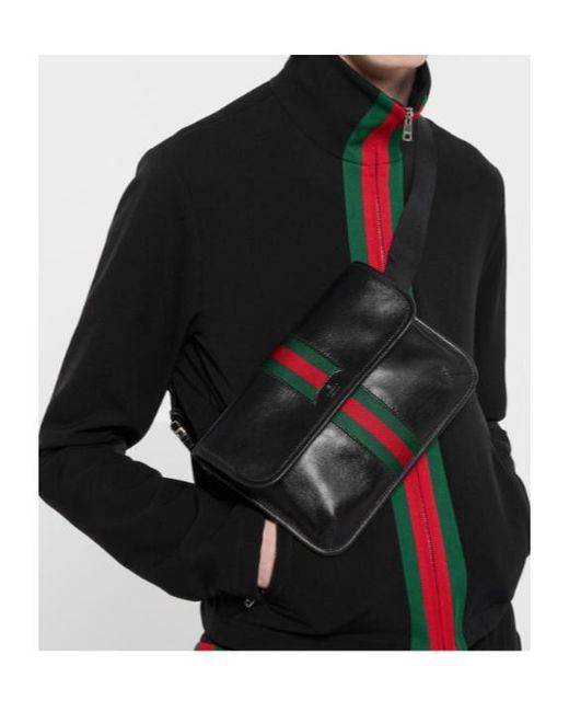 Gucci Black Web Trademark Small Belt Bag for men