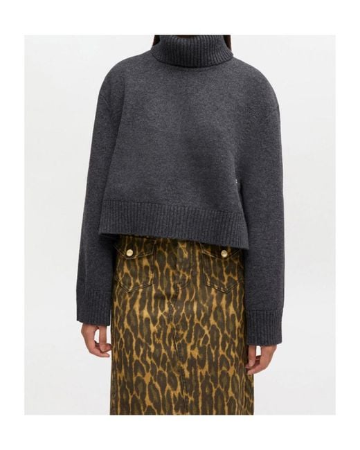 Ganni Blue Wool Turtleneck Jumper