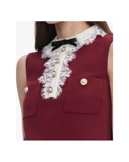 Self-Portrait Red Lace Collar Mini Dress