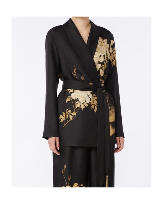 Max Mara Black Floral-Print Tunic