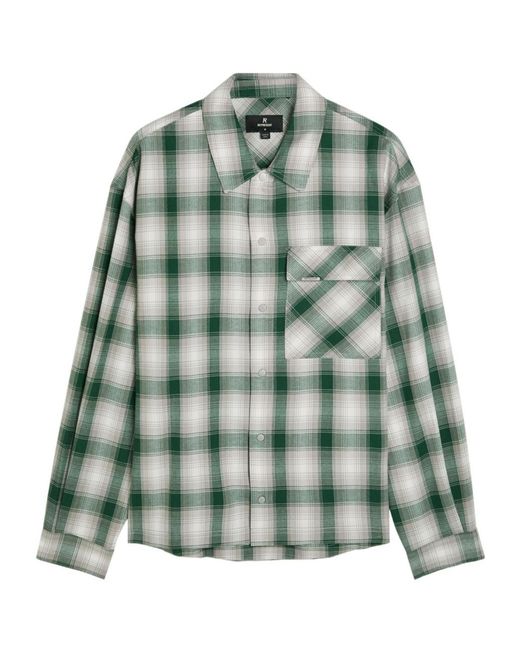 Represent Green Plaid Cotton Shirt for men