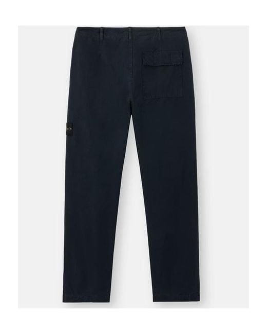 Stone Island Blue Logo Patch Trousers for men