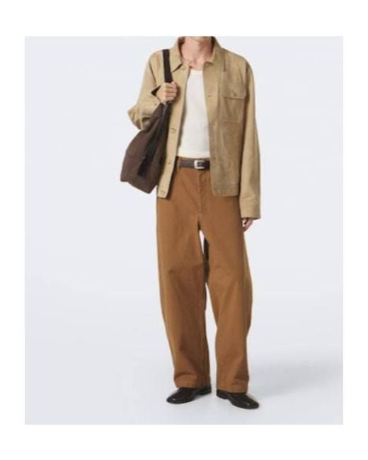 Lemaire Brown Cotton Twill Barrel-Leg Pants for men