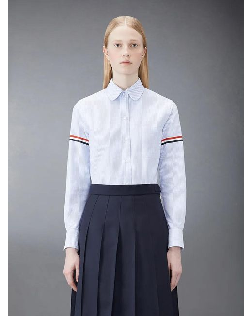Thom Browne White 4-Bar Striped Shirt
