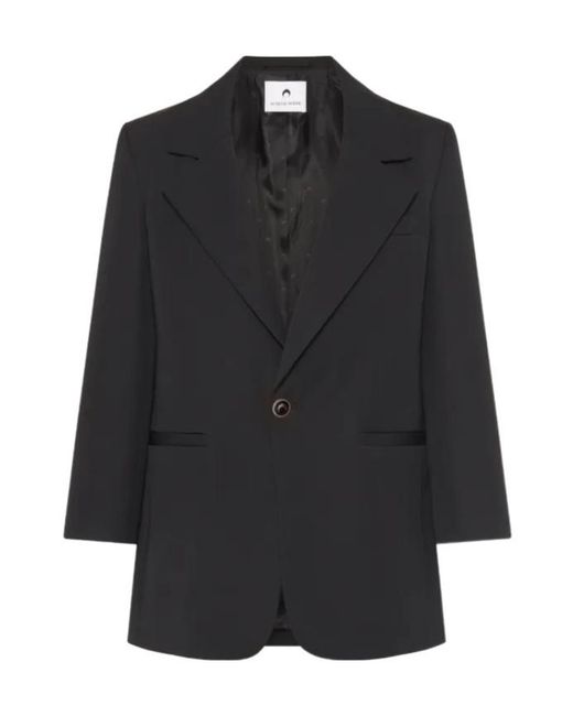 MARINE SERRE Black Twill Boxy Blazer for men