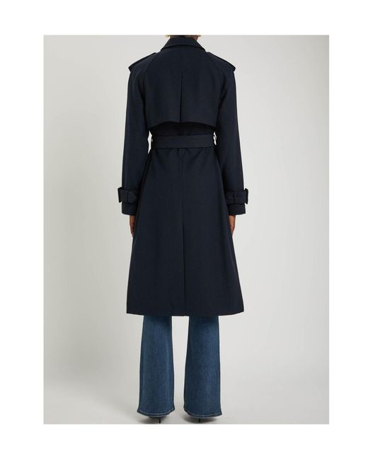 Veronica Beard Blue Double-Breasted Twill Trench Coat