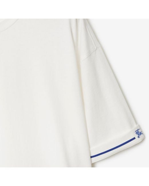 Burberry White Logo Embroidered Crewneck T-Shirt