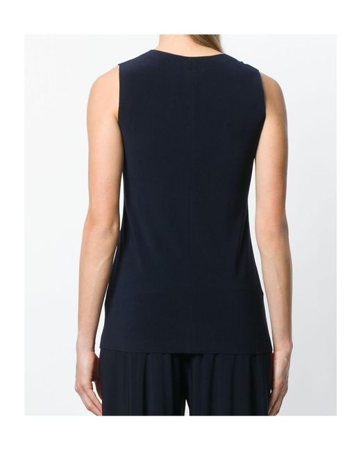 Norma Kamali Blue Sleeveless Round-Neck Top