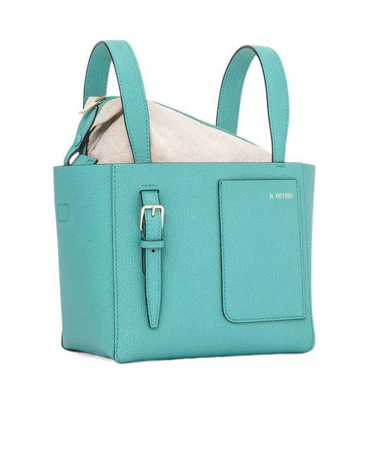 Valextra Blue Patch-Pocket Zip-Up Mini Tote Bag