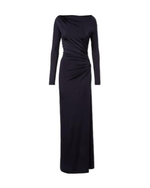 Victoria Beckham Blue Gathered Jersey Maxi Dress