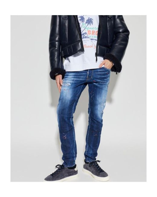 DSquared² Blue Distressed Skater Jeans for men