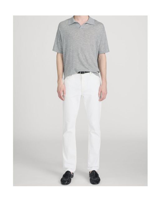FRAME Gray Superfine Polo Sweater for men