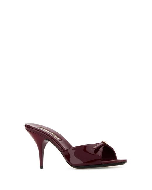 Miu Miu Brown Logo-Detailed Slip-On Mules