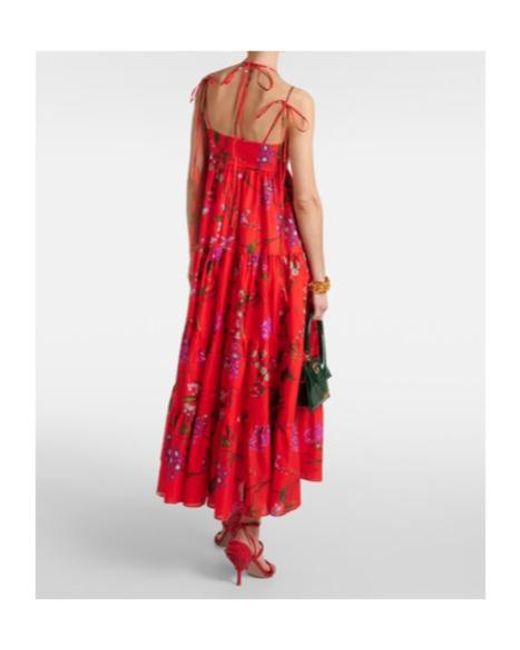 Erdem Red Floral Cotton-Blend Midi Dress