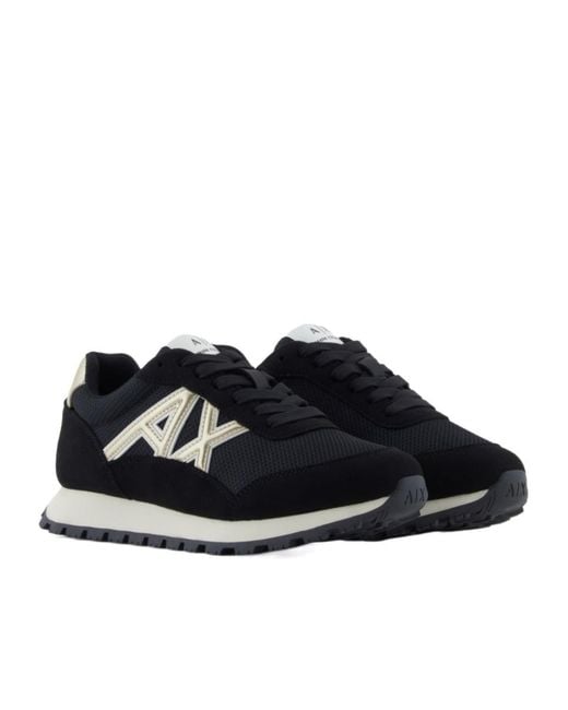 ARMANI EXCHANGE Black Logo-Detail Sneakers