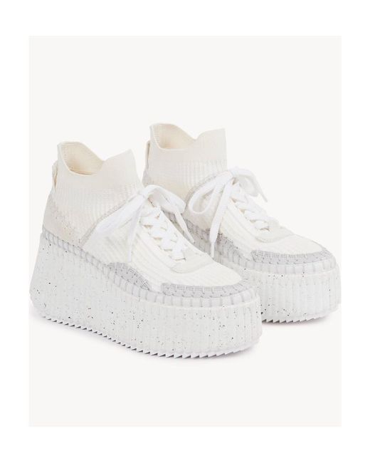 Chloé White Chloé Nama Wedge Sneakers