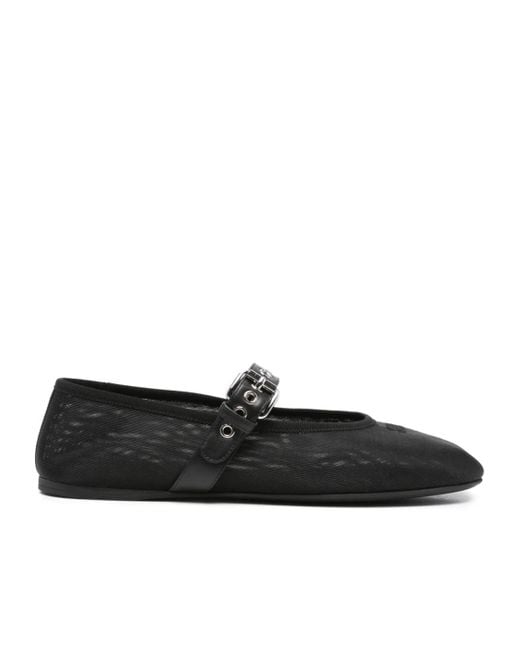 Miu Miu Black Logo-Embroidered Ballerines