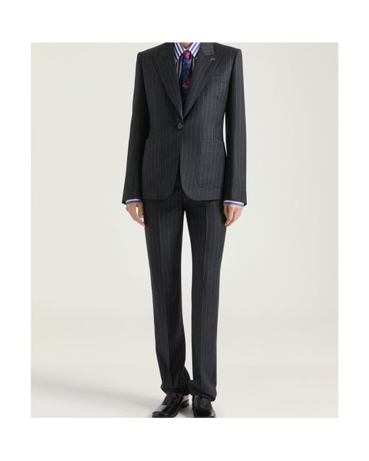Givenchy Blue Pinstripe Single-Breasted Buttoned Jacket