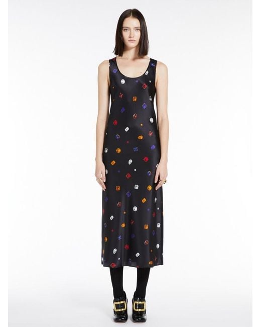 Sportmax Black Printed Sleeveless Dress