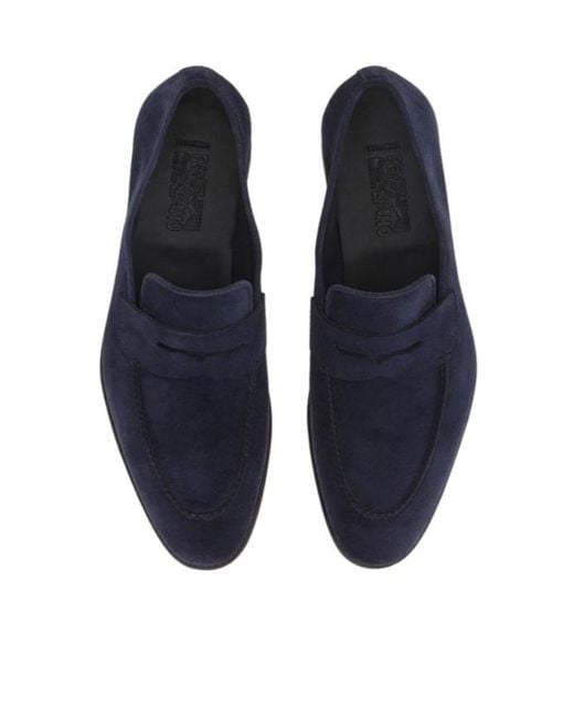 Ferragamo Blue Tramezza Penny Loafer for men