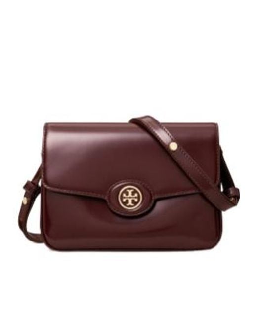 Tory Burch Brown Crosshatched Foldover Top Shoulder Bag
