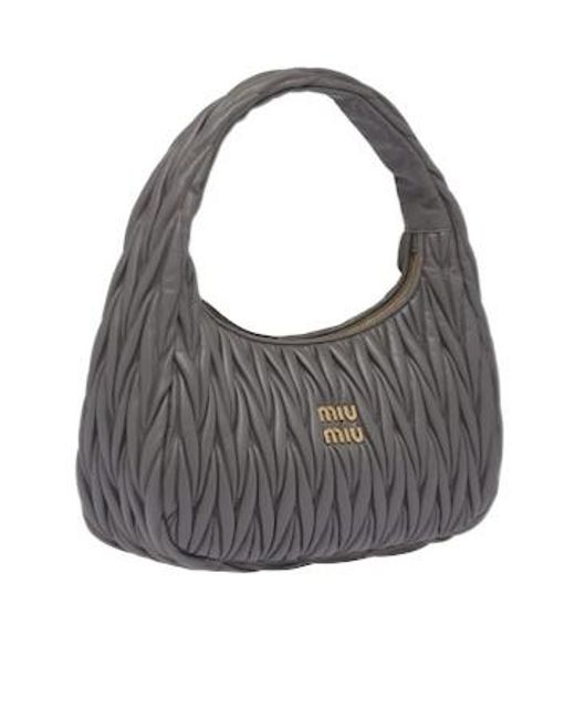 Miu Miu Gray Wander Quilted Shoulder Bag